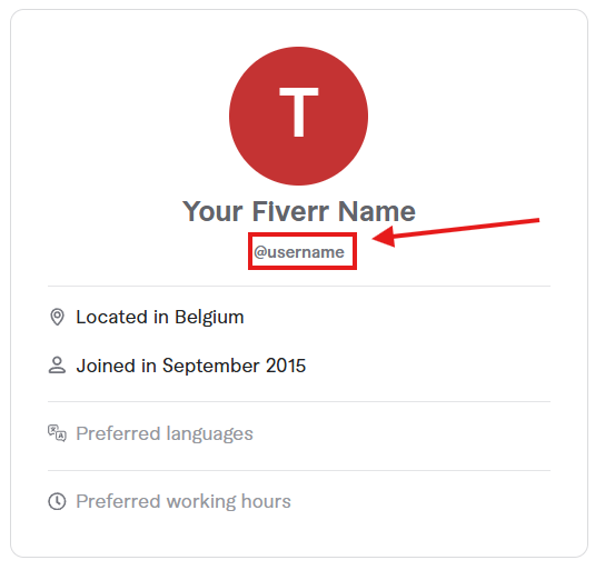 Where to find Fiverr @username